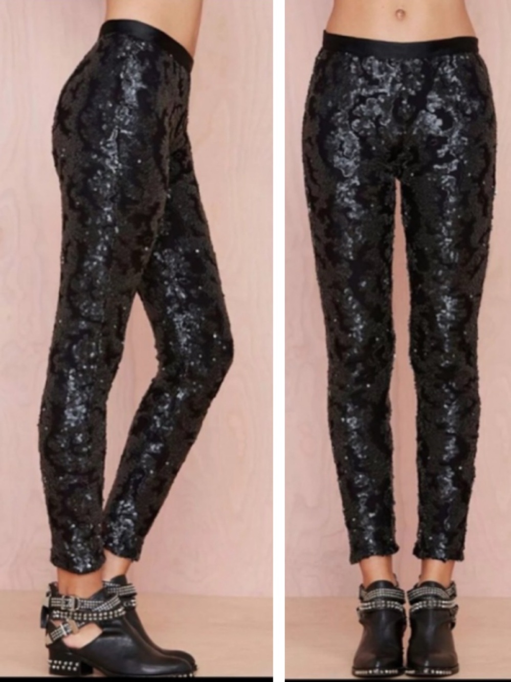 REVOLVE StyleStalker Iris Sequin Embellished Straight Leg Pants M Medium $218